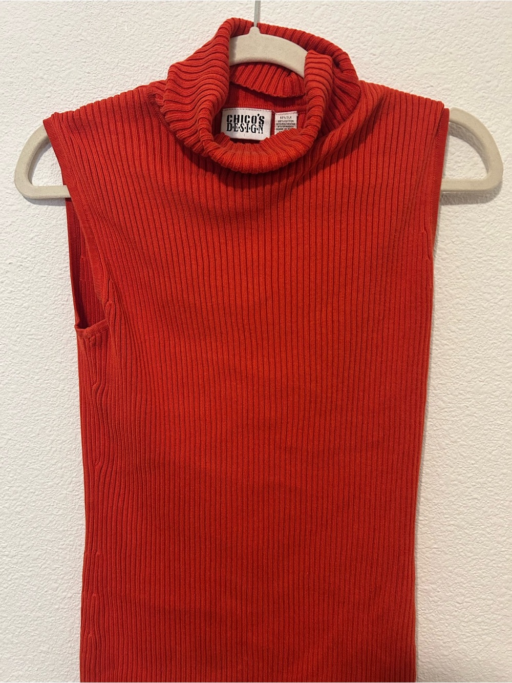 Chico's Ribbed Sleeveless Turtleneck Tank - Red